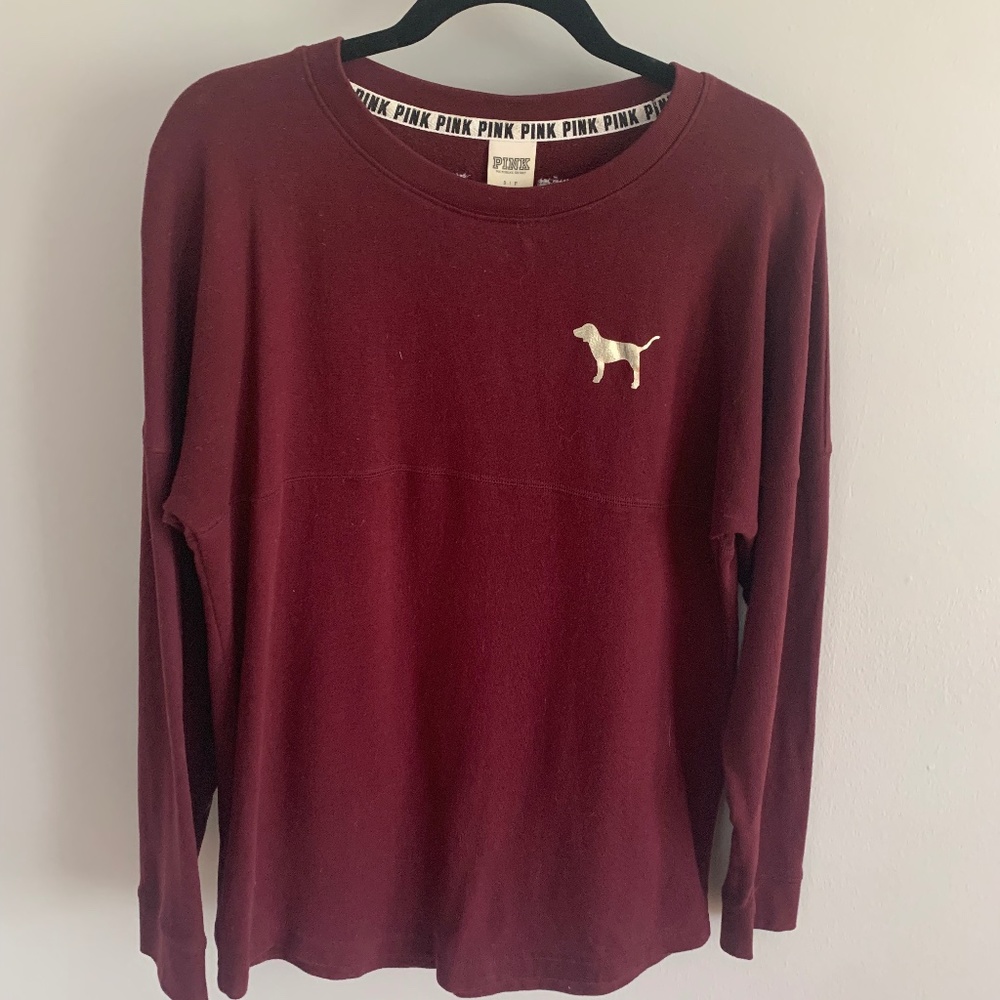 Victoria Secret's PINK, Maroon Sequin Crew Neck Sweater, Women's Small